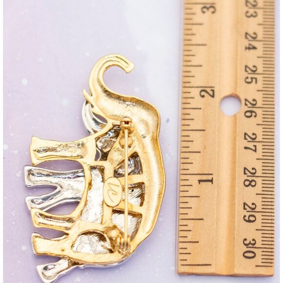 Vintage Silver & Gold Elephants Brooch | Liz Claiborne | J21 - Picture 3 of 3